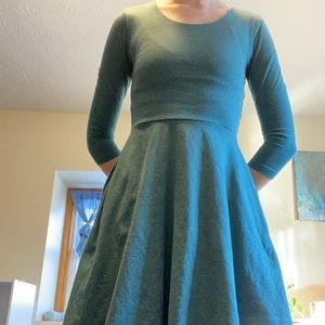 Pact organic teal a-line dress